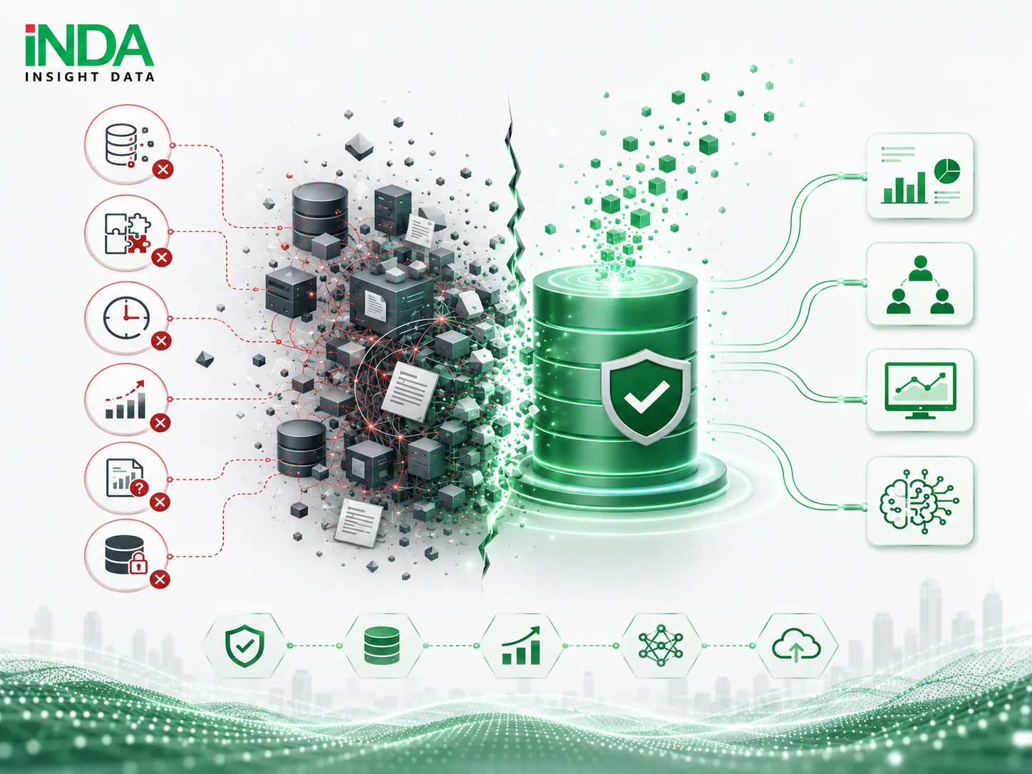 Challenges in Managing and Utilizing Enterprise Data As data grows in volume and complexity, many organizations face challenges in building effective data capabilities: Data is fragmented across multiple systems, making it difficult to create a unified and trusted view of business information. Data integration and standardization remain challenging, leading to inconsistent data across departments and applications. Reporting processes are time-consuming, requiring significant manual effort to collect, clean, and consolidate data. Existing data environments lack scalability to support advanced Analytics, Machine Learning, and AI initiatives. Inconsistent data quality affects decision-making, reducing confidence in reports and business insights. Legacy data architectures limit future growth, making it difficult to expand data capabilities as business needs evolve.