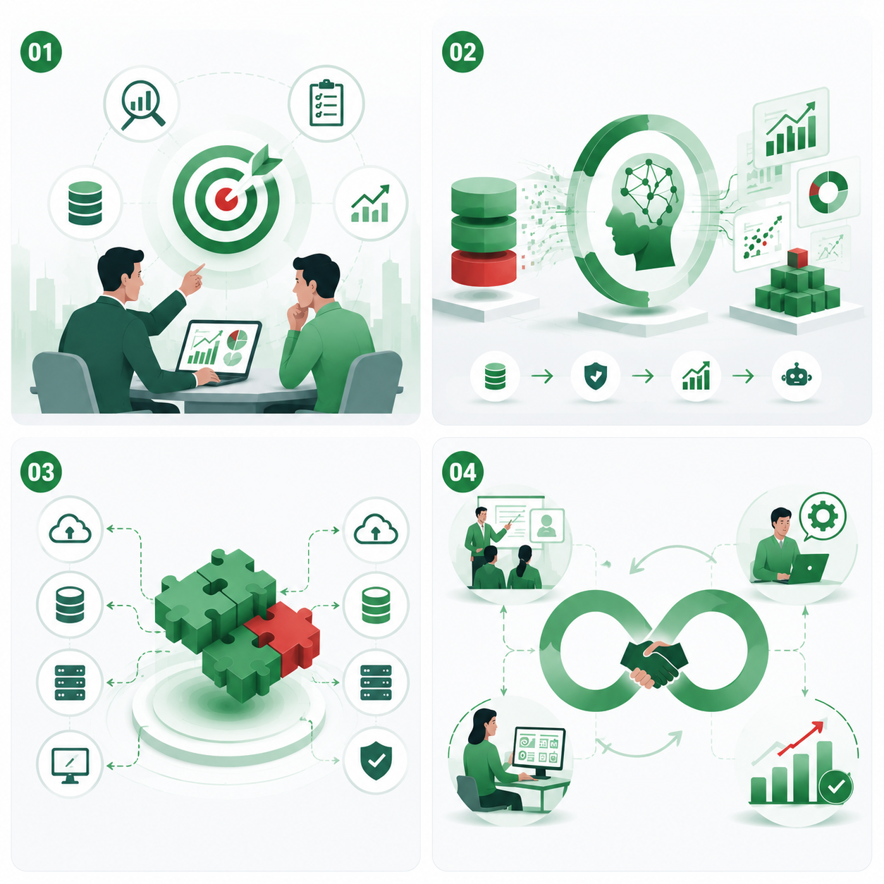 1. Business-Driven Consulting, Beyond Technology Deployment INDA helps enterprises identify priority business challenges, assess data maturity, and develop practical Data & AI strategies aligned with long-term growth objectives. 2. End-to-End Data & AI Implementation Capability From data platforms, governance, and analytics to AI applications, INDA provides comprehensive services that help organizations gradually build and strengthen their data-driven capabilities. 3. Flexible Solutions Designed for Existing Enterprise Environments INDA designs open and scalable architectures that integrate seamlessly with existing IT ecosystems, helping enterprises maximize current investments, optimize costs, and prepare for future expansion. 4. Continuous Partnership from Implementation to Optimization Beyond deployment, INDA supports training, knowledge transfer, system optimization, and continuous improvement to help enterprises maximize the value of Data & AI investments.