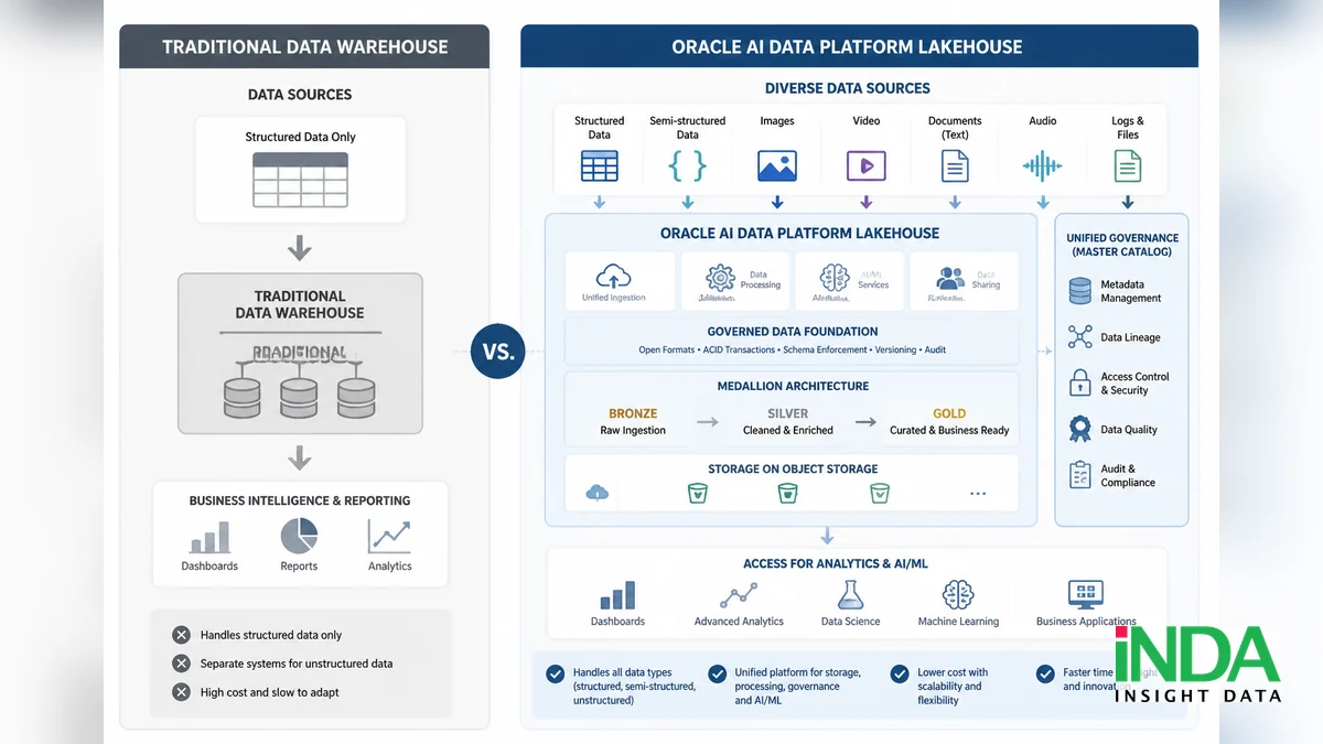 so sánh Oracle AI Data Platform Lakehouse có hỗ trợ dữ liệu phi cấu trúc không